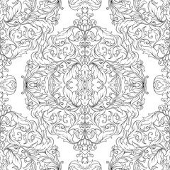 Seamless pattern, background In baroque, rococo, victorian, renaissance style. Trendy frolar vintage pattern. Colored vector illustration