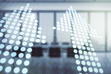 Abstract virtual upward arrows sketch on a modern boardroom background, target and goal concept....