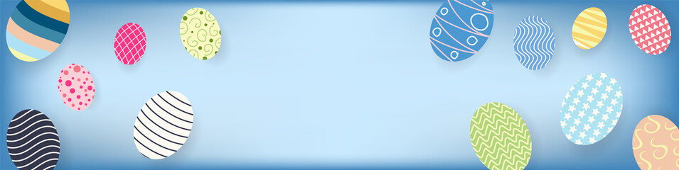Egg on blue Banner background in Happy Easter holiday ,Vector Illustration EPS 10