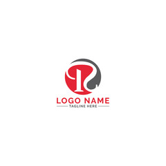 Creative R logo monogram Typographic vector template with Red and gray color