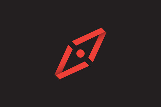 double letter a eye compass needle logo shape design red color
