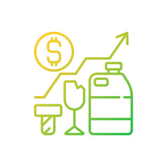 Waste analytics gradient linear vector icon. Waste management process. Economic and environmental aspects. Thin line color symbols. Modern style pictogram. Vector isolated outline drawing