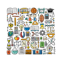 Back to School. Icons set. Art Background for your design