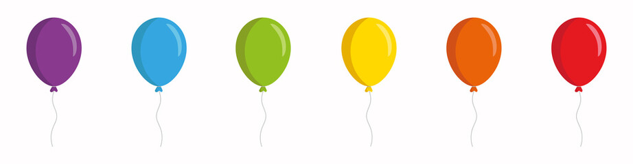 Colored balloons in flat style set, vector
