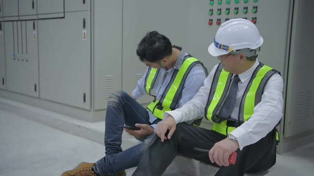 Engineer concept of 4k Resolution. Asian male employees are discouraged from working.