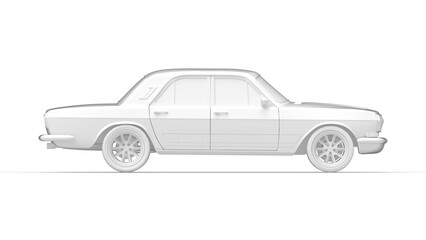 Fototapeta premium 3D rendering of a vintage retro car isolated in a empty studio.
