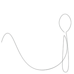 Fototapeta premium Spoon silhouette line drawing, vector illustration