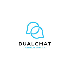 Dual Chat logo vector icon illustration line outline line