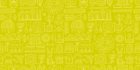 Spring and Gardening Background. Seamless Pattern for your design
