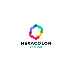 hexagon color logo vector icon illustration simple style