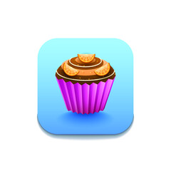 Cupcake Sweet Birthday Logo Vector Symbol Icon Design Style