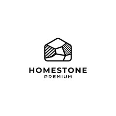 House Stone logo vector icon illustration line outline style