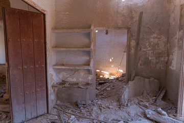 interior of an old abandoned farmhouse