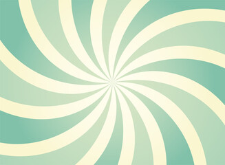 Sunlight spiral wide background. Sage green and beige color burst background.