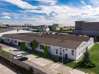 Facade of a modern commercial factory warehouse