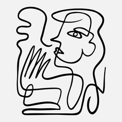 Vector hand drawn abstract face illustration in modern trendy style.