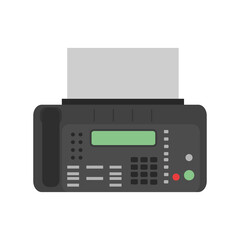 Obraz premium Fax icon vector illustration business phone sign. Office fax communication mail contact icon printer. Email button business sign machine equipment. Black simple phone device information with file