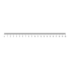 Ruler vector measure education icon isolated white. Horizontal inch ruler tool instrument measure line. Geometry scale equipment long rule sign. Office supply centimeter unit point chart instrument