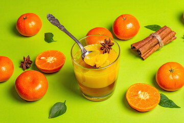 Sweet fruit jelly from fresh oranges and tangerines with fragrant spices
