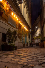 Fototapeta na wymiar evening deserted city streets wroclaw poland