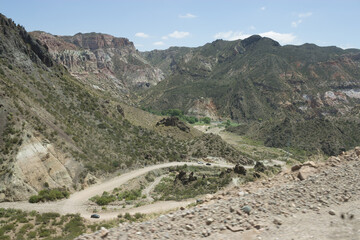 Vivid colors of the mountains and forest landscape of Mendoza, Argentina