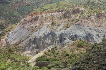 Vivid colors of the mountains and forest landscape of Mendoza, Argentina