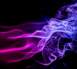 Colored smoke on black background