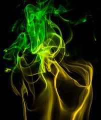 Colored smoke on black background