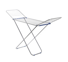 Unfolded clothes drying rack isolated on white