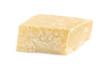 Piece of delicious parmesan cheese isolated on white