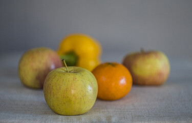 apple close-up on the background of other fruits