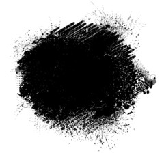 Ink Splash Background . Black Paint Splattered Shape . Vector