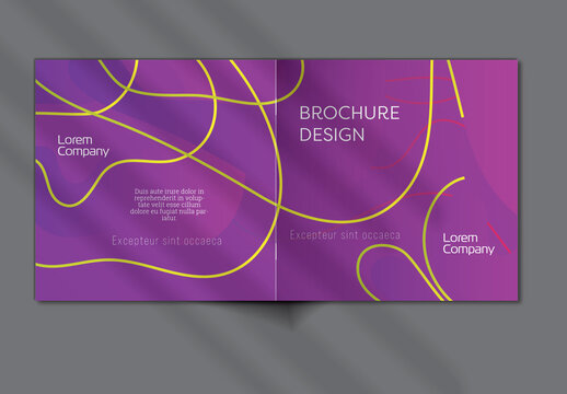 Brochure Cover Layout with Gradient Abstract Wavy Shapes and Lines