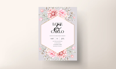 Elegant wedding invitation card with beautiful floral ornaments