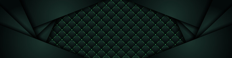 Luxury dark green background with backdrop overlap layer . Deep emerald pattern with vintage leather texture premium royal party