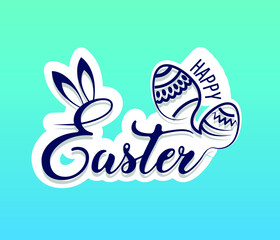 Vector Illustration of Happy Easter Holiday with Egg, Flower. International Celebration Design with Typography for Greeting Card, Party Invitation or Promotion Poster.
