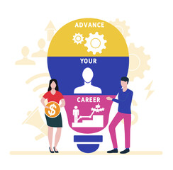 Flat design with people. AYC - Advance Your Career. acronym, business concept background.   Vector illustration for website banner, marketing materials, business presentation, online