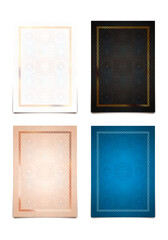 Fototapeta premium Set of different winner luxury certificate, vertikal template design, blank diploma with textplace on white