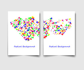 Fototapeta premium Set of two vector templates with multicolored glitter on a white background.