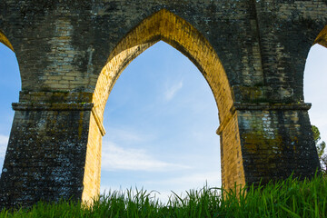 Ancient aqueduct of Pegoes, located in Tomar, Portugal