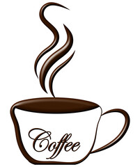 Hot Coffee Illustration with Clipping Path Isolated on White