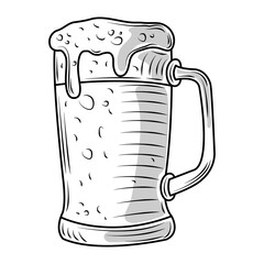 beer mug with foam drink icon sketch isolated