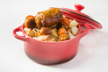 coddle or Irish coddle, traditional potato grilled sausage