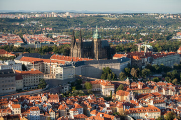 View on St. Vitus Cathedrale and Prague castel under renovation.