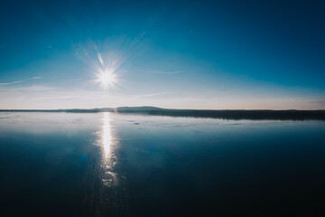 Fototapeta premium beautiful sunny winter day on the frozen Berlin Muggelsee