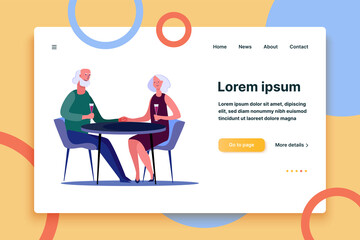 Senior couple on date. People spending time together flat vector illustration. Activity, leisure, romance concept for banner, website design or landing web page.