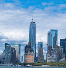 Fototapeta na wymiar Manhattan NYC skyline with a perfect light