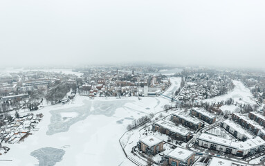 aerial view on winter snow landscape in Berlin