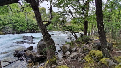 View of waterfall with lagoon