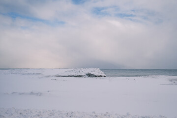 wave breaking on the beach
Lake Michigan frozen in a cold Chicago winter